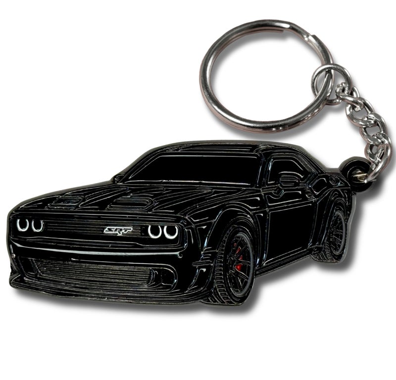 FOUR WHEEL BEAST DODGE Challenger Keychain â€“ Officially Licensed Dodge Accessories Key Chain for RT SRT Cool Toy Car Men Gift (Black) - Image 1