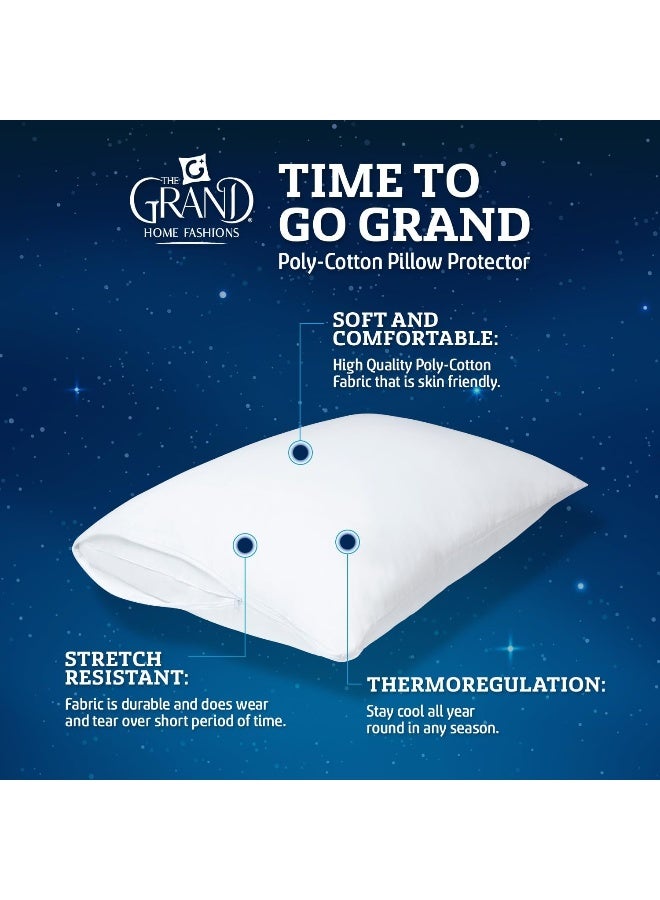 Mastertex The Grand Pillow Covers Queen Size - Poly-Cotton Pillow Protector with Zipper - Moisture Wicking, Advanced Allergy Protection Pillow Protector - Protects Pillow from Dust, Dirt, and Debris (2 Pack) - Image 2