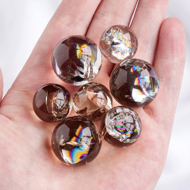 Runyangshi Natural Tea Crystal Colorful Crystal Ball Smoke Crystal Raw Stone Seven-Color Glittering Flower Seven-Star Array Feng Shui Ornament Wholesale - Image 1