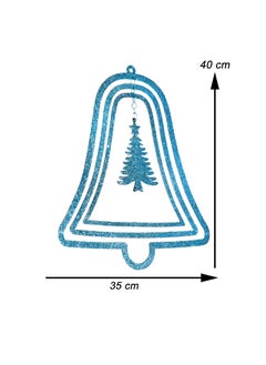 JADES Jades Christmas Decorative 3D Glitter Hanging Bell Set of 2 Blue  - Image 2