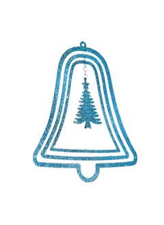 JADES Jades Christmas Decorative 3D Glitter Hanging Bell Set of 2 Blue  - Image 5