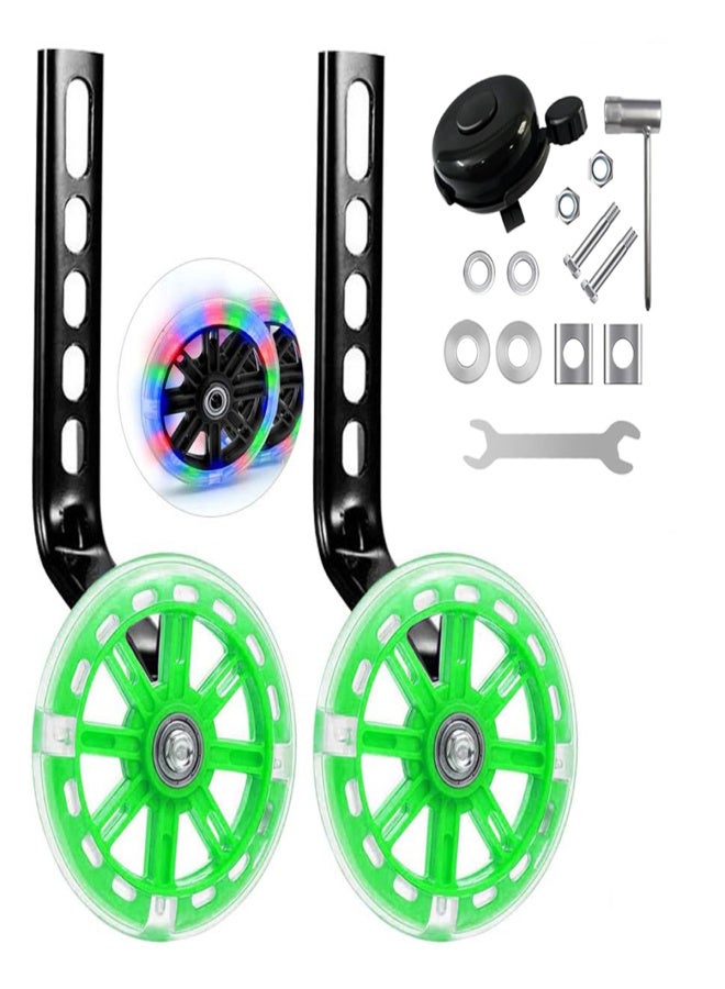 Bike Training Wheels Mute Flash Wheels with Adjustable Bicycle Stabilizer Mounted Kit Compatible for 12-20 inch Single Speed Bike - Image 1
