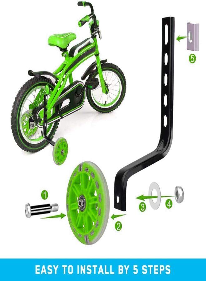 Bike Training Wheels Mute Flash Wheels with Adjustable Bicycle Stabilizer Mounted Kit Compatible for 12-20 inch Single Speed Bike - Image 2
