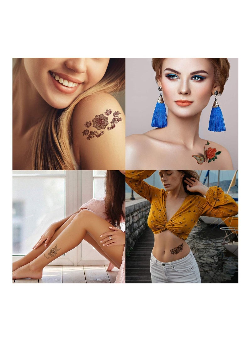 KASTWAVE 42 Sheets Flowers Temporary Tattoos Stickers, Roses, Butterflies and Multi-Colored Mixed Style Body Art Temporary Tattoos for Women, Girls or Kids - Image 5