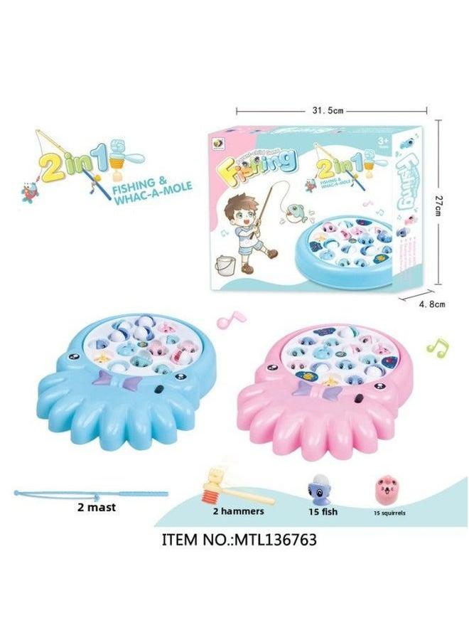 Children's Educational Fishing Toy Electric Rotating Music Turntable Parent-child Interactive Game Magnetic Toy-Color:Small Fish 2 In One Series - Image 5