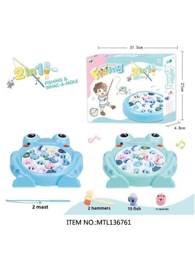 Children's Educational Fishing Toy Electric Rotating Music Turntable Parent-child Interactive Game Magnetic Toy-Color:Small Fish 2 In One Series - Image 3