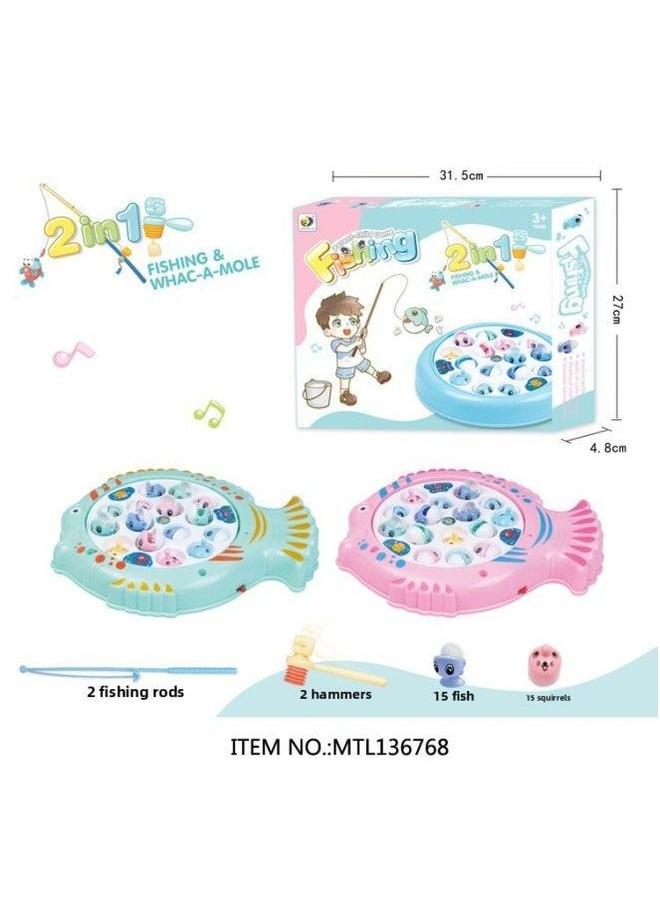 Children's Educational Fishing Toy Electric Rotating Music Turntable Parent-child Interactive Game Magnetic Toy-Color:Small Fish 2 In One Series - Image 2