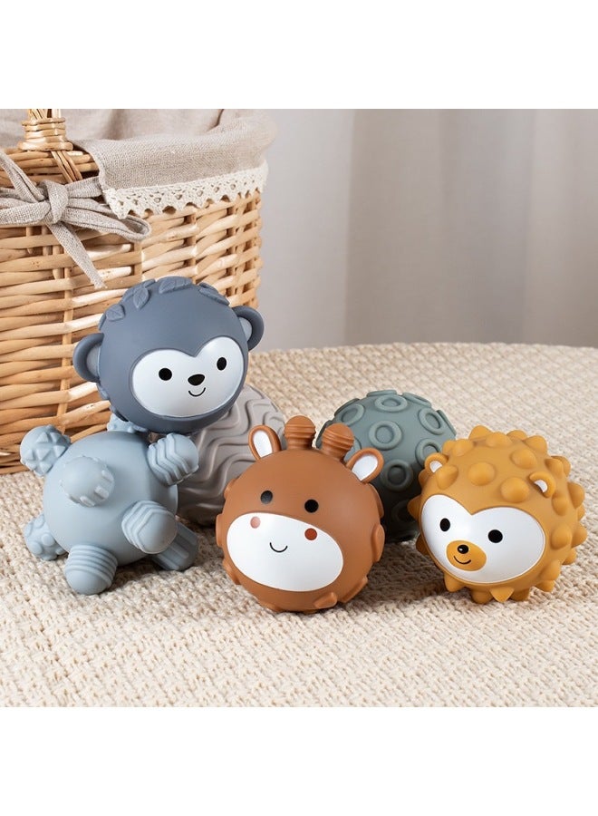Products Baby Hand-held Ball Toy Soft Rubber Square Building Blocks Stacking Ring Baby Pinch Stacking Hand-held Ball-Color:Tt659 Elephant Square Jenga Feel Ball Set (19pcs)