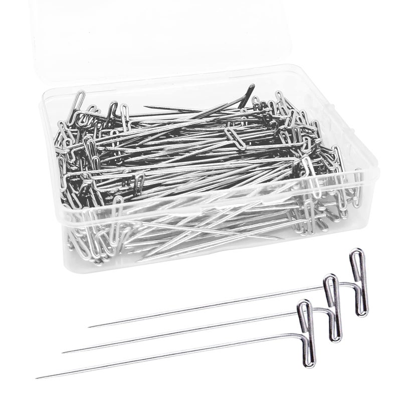 200Pcs T Pins 2 inch Sewing Pins Stainless Steel Wig Pin for Wigs Tpins for Foam Head Long Straight Pin for Sewing Craft Quilting and Blocking Knitting Office Decoration by Sunenlyst