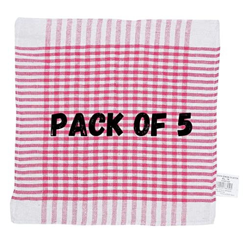 Rokoo Checked Cloth Duster Cloth Napkin 16 x 16 Inches Multicolor (Pack of 5) - Image 1