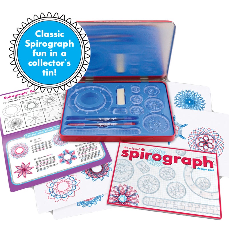 Spirograph Design Set Collectors Tin – Arts and Crafts, Kids Toys, Art Supplies, Craft Supplies, Drawing Kit, Spiral Art, Classic Gear Design Kit, Pens, Design Sheet Included, Ages 8 and Up - Image 3