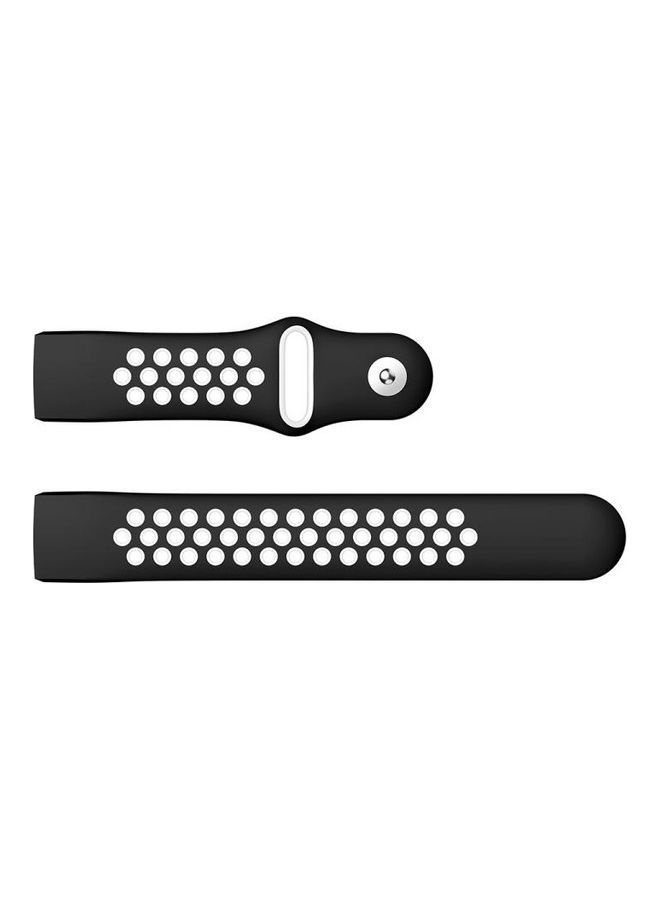 NIBEMINENT Round Hole Silicone Wrist Strap Watchband for Fitbit Charge 3 130-195mm White/Black - Image 3