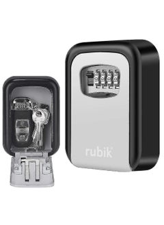 Rubik Metal Outdoor Key Storage Box with Combination Code Wall Mounted for Hidden Key & Access Card Sharing for Airbnb Holiday Homes Hotels Hostels Dorms Office Shops (Grey/Black)  - Image 1