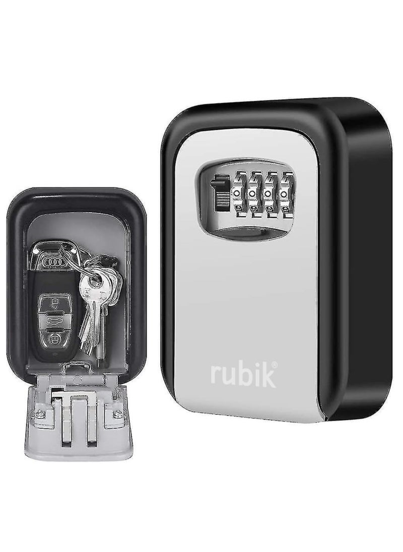 Rubik Metal Outdoor Key Storage Box with Combination Code Wall Mounted for Hidden Key & Access Card Sharing for Airbnb Holiday Homes Hotels Hostels Dorms Office Shops (Grey/Black)  - Image 1