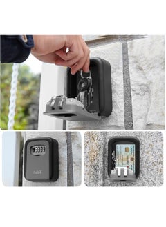 Rubik Metal Outdoor Key Storage Box with Combination Code Wall Mounted for Hidden Key & Access Card Sharing for Airbnb Holiday Homes Hotels Hostels Dorms Office Shops (Grey/Black)  - Image 3