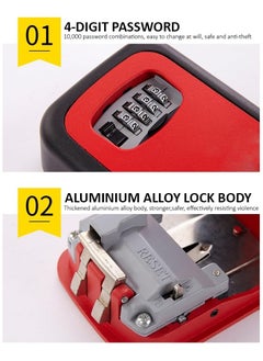 Rubik Metal Outdoor Key Storage Box with Combination Code Wall Mounted for Hidden Key & Access Card Sharing for Airbnb Holiday Homes Hotels Hostels Dorms Office Shops (Grey/Black)  - Image 4
