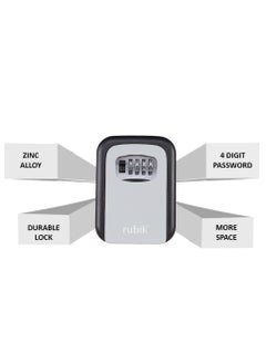 Rubik Metal Outdoor Key Storage Box with Combination Code Wall Mounted for Hidden Key & Access Card Sharing for Airbnb Holiday Homes Hotels Hostels Dorms Office Shops (Grey/Black)  - Image 5