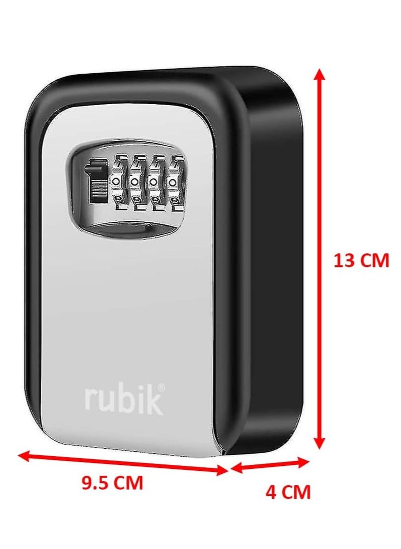 Rubik Metal Outdoor Key Storage Box with Combination Code Wall Mounted for Hidden Key & Access Card Sharing for Airbnb Holiday Homes Hotels Hostels Dorms Office Shops (Grey/Black)  - Image 2