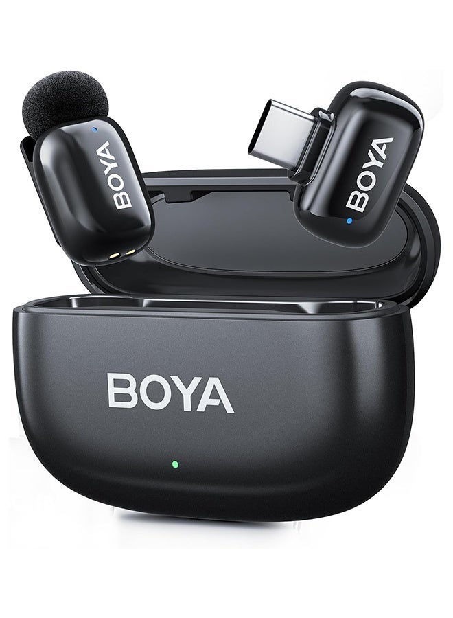 BOYA Mini 2 Wireless Lavalier Microphone for iPhone15/16/17 & Android, Ultra Mini Mic with Noise Reduction, Lapel Microphone for Vlogging TikTok YouTube Content Creators-Black - Image 1