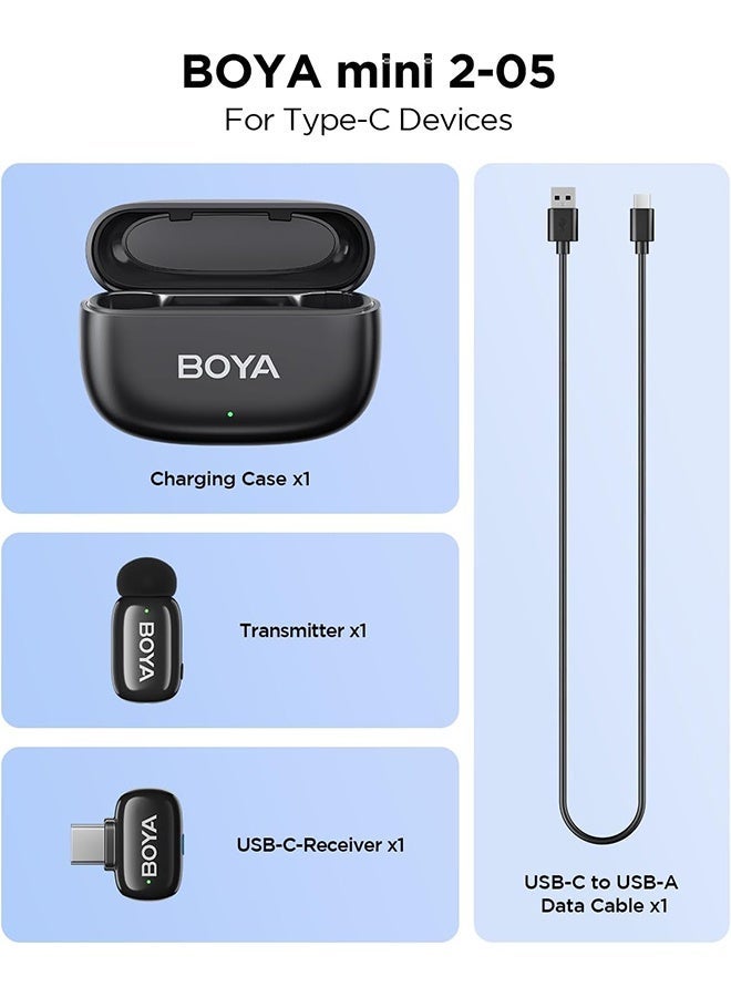 BOYA Mini 2 Wireless Lavalier Microphone for iPhone15/16/17 & Android, Ultra Mini Mic with Noise Reduction, Lapel Microphone for Vlogging TikTok YouTube Content Creators-Black - Image 3