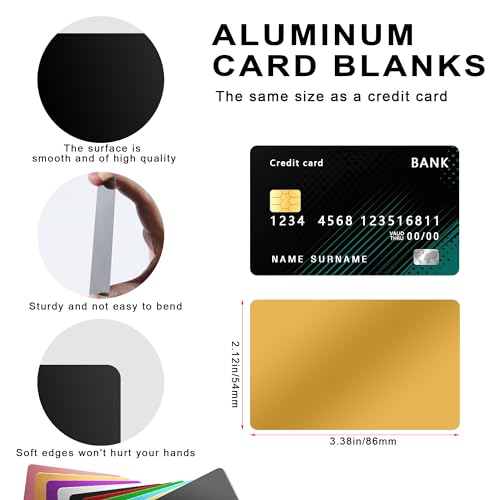 Danghyuk 300 Pcs Metal Business Card Blanks Colorful Metal Business Cards for Customize Name Reliable Multipurpose Aluminum Blanks - Image 3