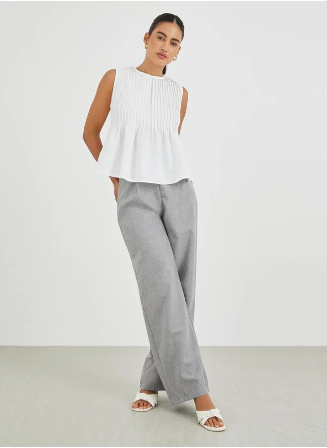 ستايلي Styli Pleated Peplum Ruffled Hem Top