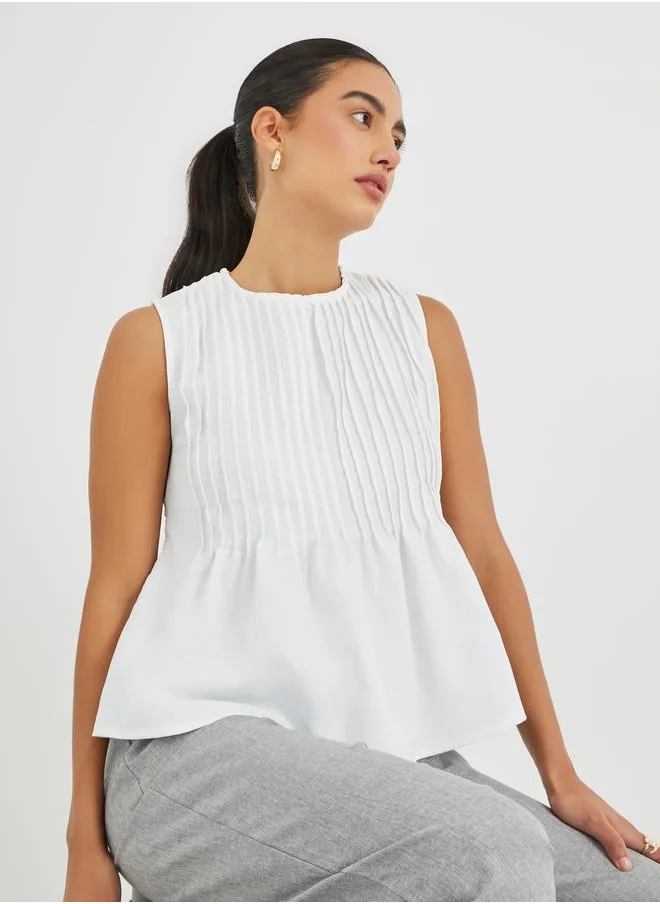ستايلي Styli Pleated Peplum Ruffled Hem Top
