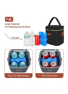 Mancro Breastmilk Cooler Bag Travel, Fits 4 Baby Bottles Up To 9 Ounce, Baby Bottle Bag With Ice Pack, Insulation Breast Milk Cooler Travel, Black  - Image 3