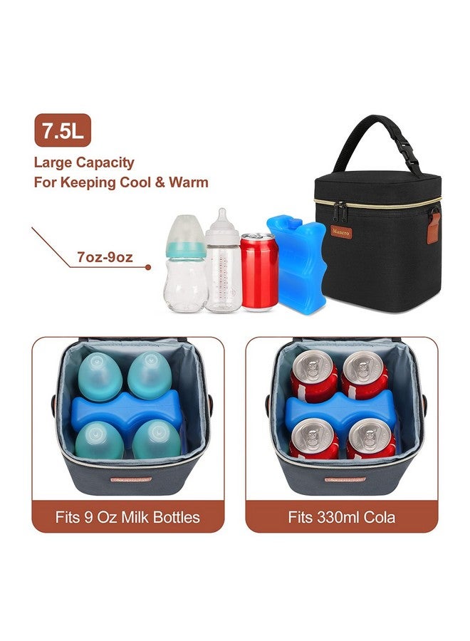 Mancro Breastmilk Cooler Bag Travel, Fits 4 Baby Bottles Up To 9 Ounce, Baby Bottle Bag With Ice Pack, Insulation Breast Milk Cooler Travel, Black - Image 3