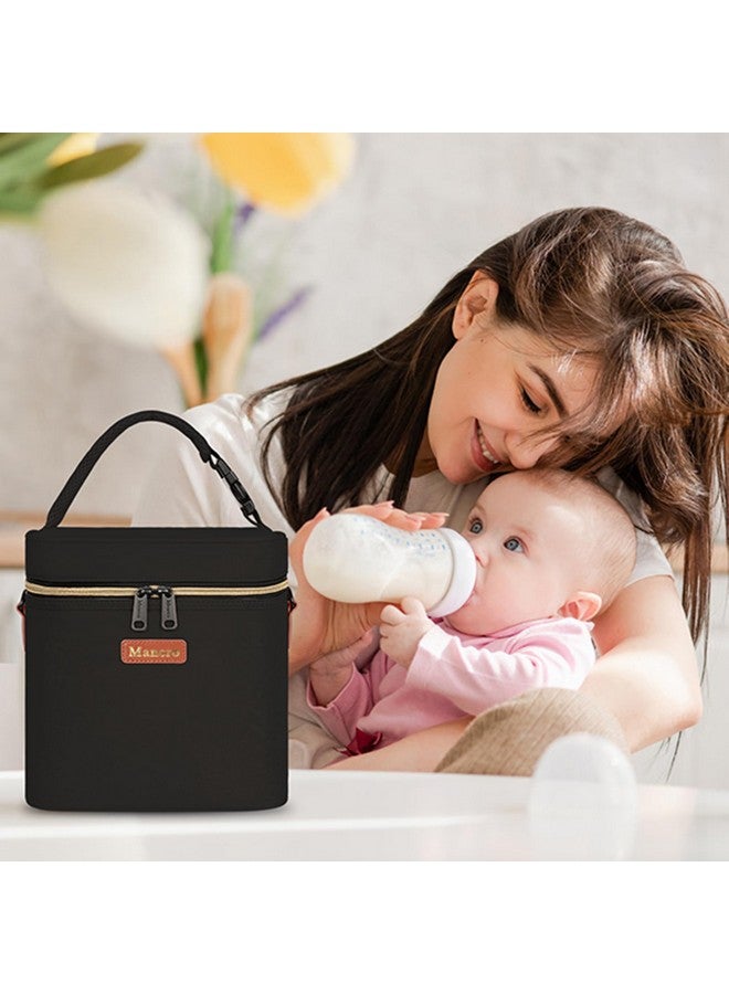 Mancro Breastmilk Cooler Bag Travel, Fits 4 Baby Bottles Up To 9 Ounce, Baby Bottle Bag With Ice Pack, Insulation Breast Milk Cooler Travel, Black - Image 5