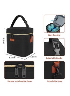 Mancro Breastmilk Cooler Bag Travel, Fits 4 Baby Bottles Up To 9 Ounce, Baby Bottle Bag With Ice Pack, Insulation Breast Milk Cooler Travel, Black  - Image 2
