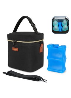 Mancro Breastmilk Cooler Bag Travel, Fits 4 Baby Bottles Up To 9 Ounce, Baby Bottle Bag With Ice Pack, Insulation Breast Milk Cooler Travel, Black  - Image 1