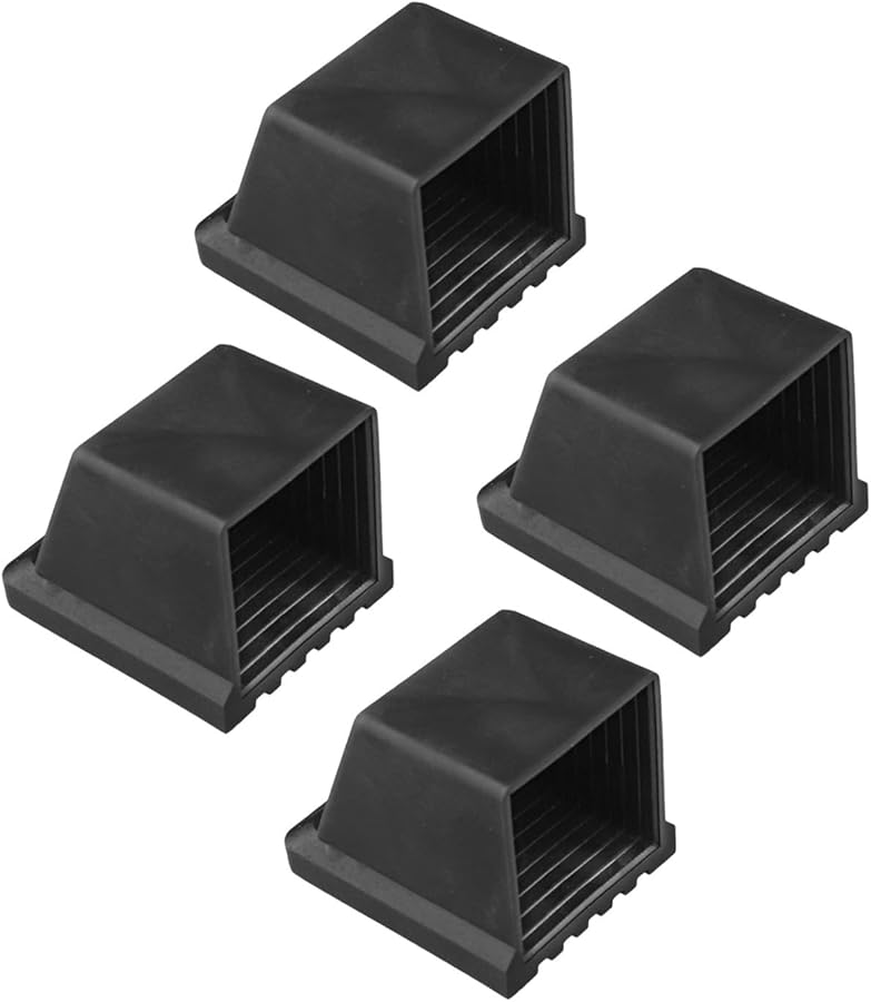 4PCS Black Rubber Gym Floor Protectors 50X50mm Square End Cap For Fitness Equipment - Image 1