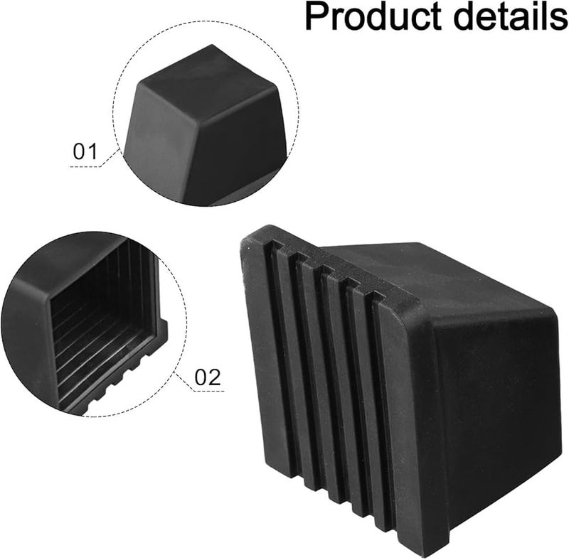 4PCS Black Rubber Gym Floor Protectors 50X50mm Square End Cap For Fitness Equipment - Image 4