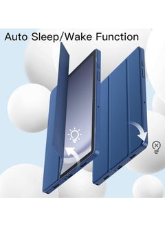 YoYoTech Samsung Galaxy Tab A9 8.7 Inch 2023 Model with Pencil Holder Slim Tablet Cover with Soft Back Auto Wake Sleep Function Blue  - Image 4