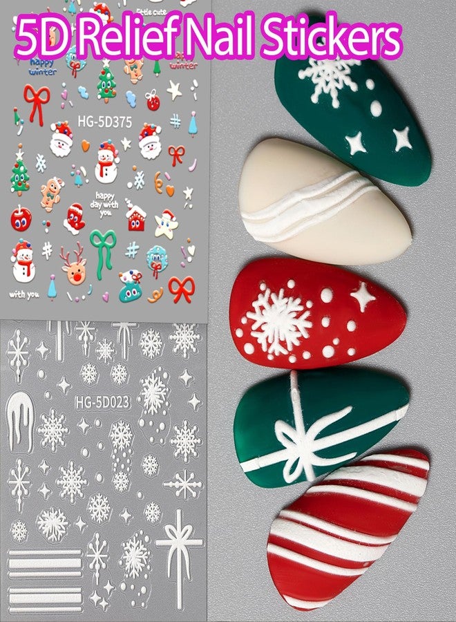 WAFOLOZE Christmas Nail Stickers for Women Girls & Kids，5D Christmas Nail Decals with Snowman Snowflake Elk Deer Snowman Xmas Tree Designs Winter Cartoon Nail Art DIY Decor Holiday Nail Stickers 6 Sheets - Image 4