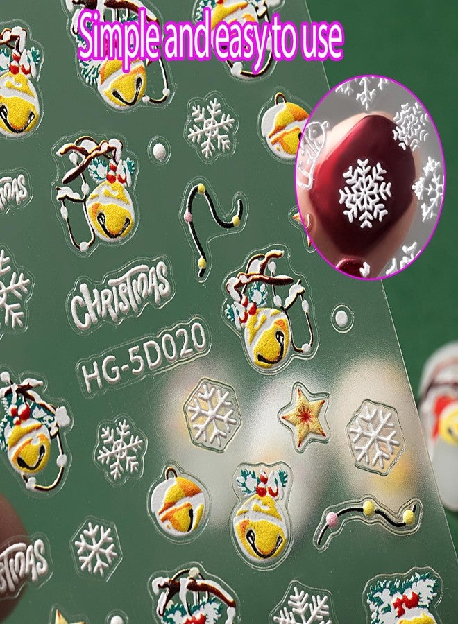 WAFOLOZE Christmas Nail Stickers for Women Girls & Kids，5D Christmas Nail Decals with Snowman Snowflake Elk Deer Snowman Xmas Tree Designs Winter Cartoon Nail Art DIY Decor Holiday Nail Stickers 6 Sheets - Image 5