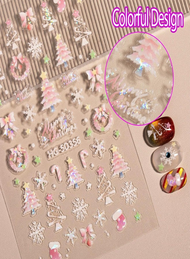 WAFOLOZE Christmas Nail Stickers for Women Girls & Kids，5D Christmas Nail Decals with Snowman Snowflake Elk Deer Snowman Xmas Tree Designs Winter Cartoon Nail Art DIY Decor Holiday Nail Stickers 6 Sheets - Image 3