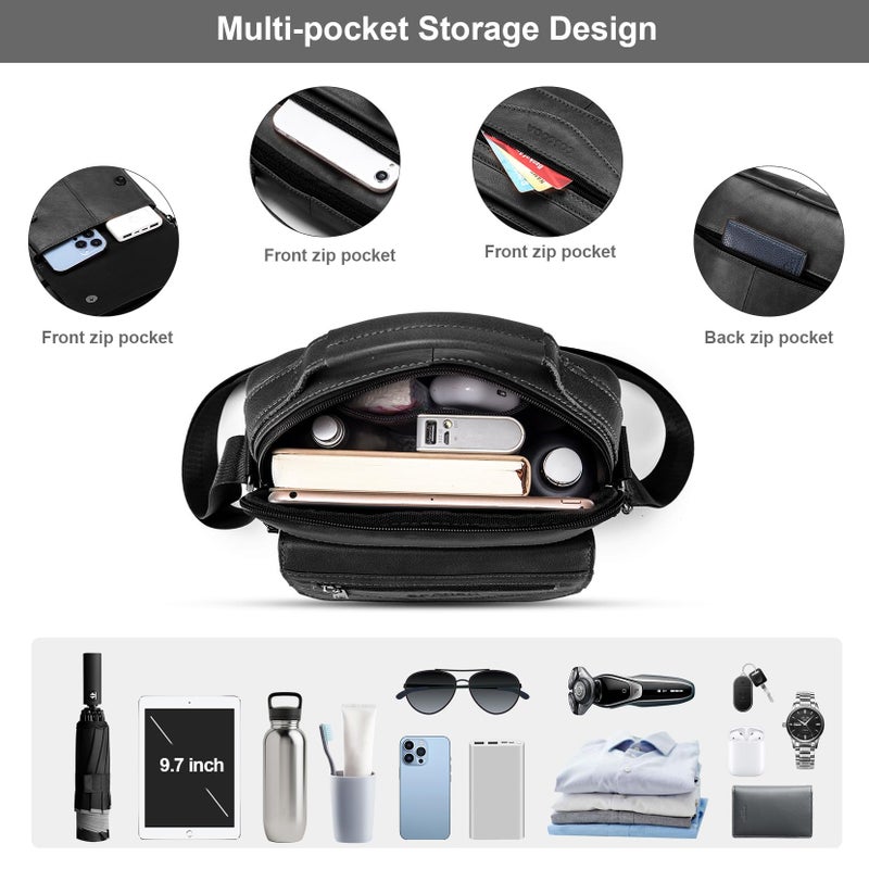 COSCOOA Shoulder Bag for Men Leather Man Bag Man Purse Crossbody Bags for Men Handbag Bag Messenger Satchel Travel bag - Image 4