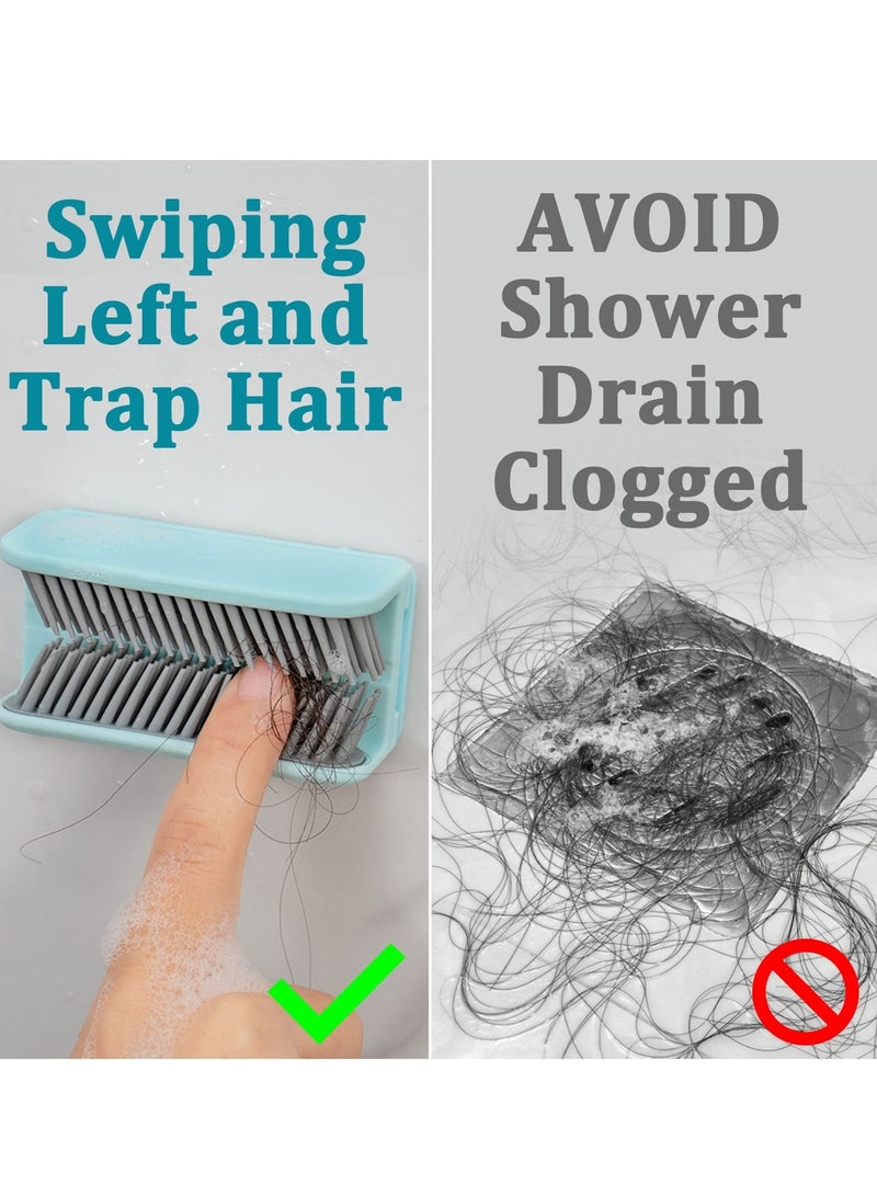 KASTWAVE جامع الشعر لجدار الدش، مصيدة الشعر لصرف الدش، جامع الشعر، مصيدة الشعر المصنوعة من السيليكون، فلتر حوض الحمام (أزرق) - Image 2