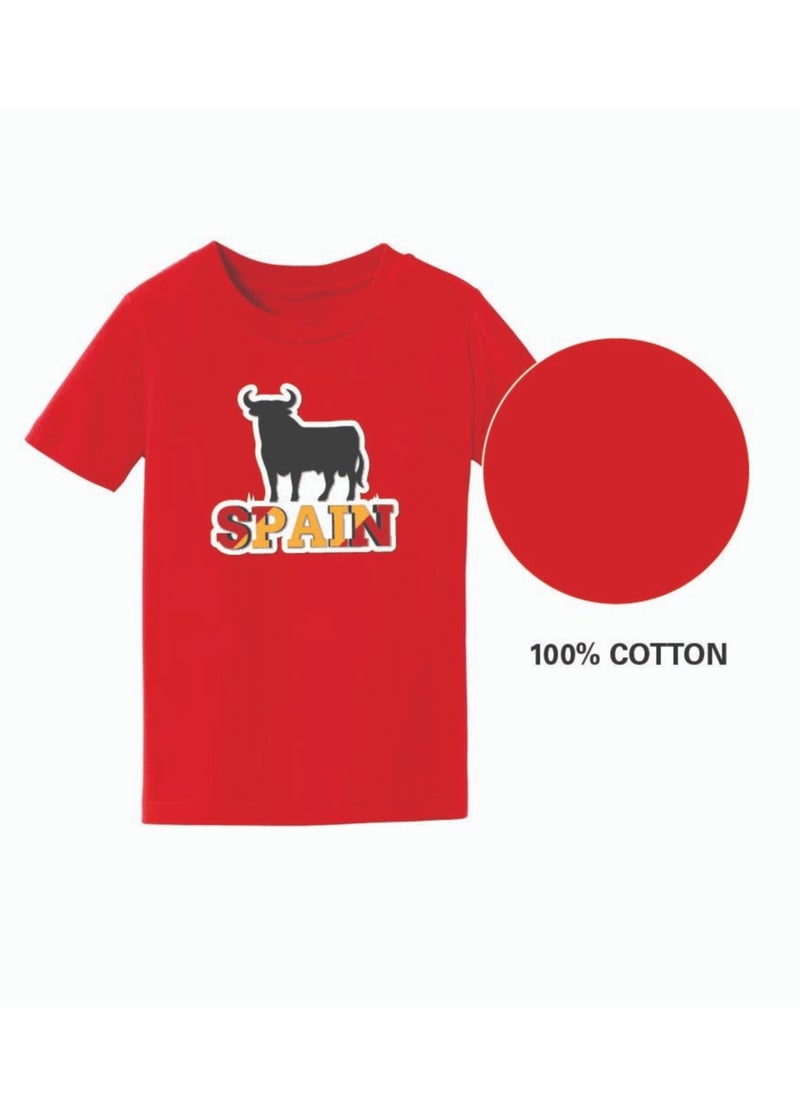 Generic - Spain Kids T-Shirt for Boys - Round Neck Short Sleeve Cotton T-Shirt - Soft and Comfortable Kids Boys Tshirt - Perfect for Spanish Souvenirs - Image 1