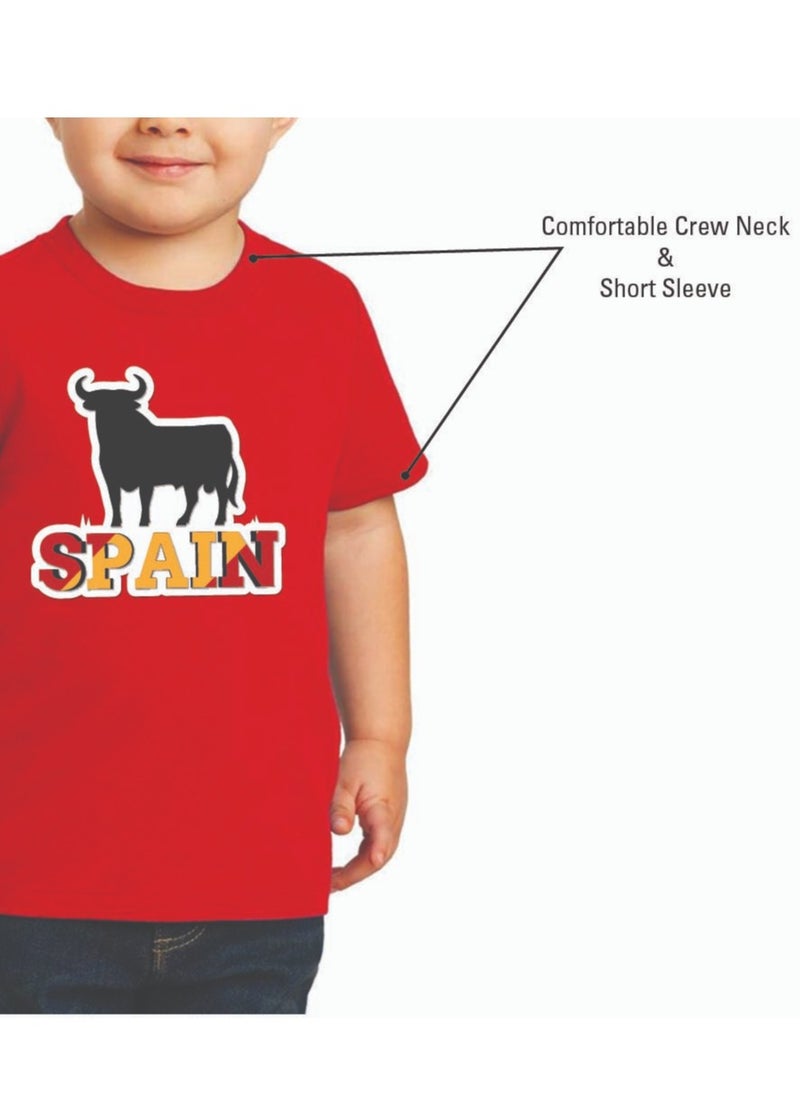 Generic - Spain Kids T-Shirt for Boys - Round Neck Short Sleeve Cotton T-Shirt - Soft and Comfortable Kids Boys Tshirt - Perfect for Spanish Souvenirs - Image 1