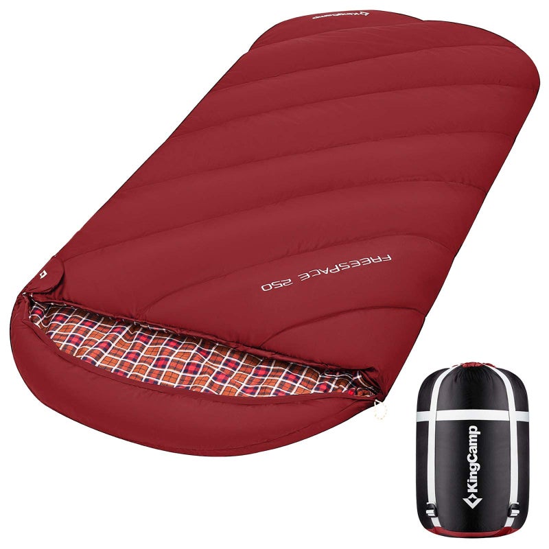 KingCamp Sleeping Bag XL 3-4 Seasons Cotton Flannel Extra Large 220x100cm for Adults Extreme -8℃ Compact Portable Comfortable Professional Warm for Camping Hiking Outdoor Indoor - Image 1