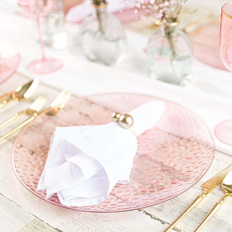 Blue Sky أطباق شاحن بلاستيكية وردية مطروقة عضوية 13 من سماء زرقاء - 4 قطع متينة وأنيقة لفعاليات العشاء الفاخرة - Image 4