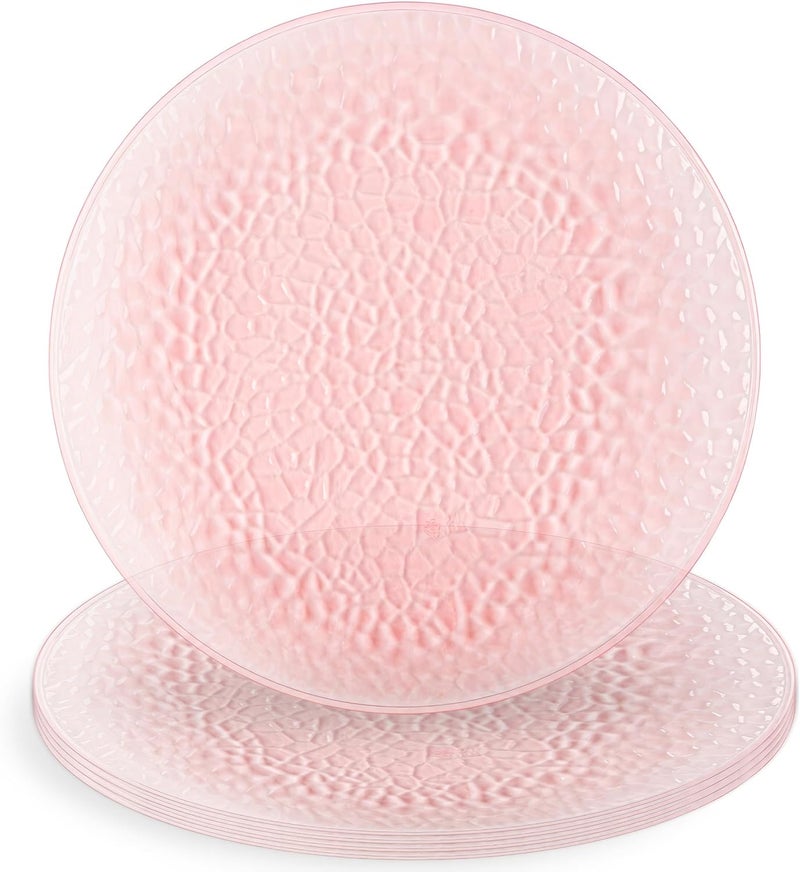 Blue Sky أطباق شاحن بلاستيكية وردية مطروقة عضوية 13 من سماء زرقاء - 4 قطع متينة وأنيقة لفعاليات العشاء الفاخرة - Image 1