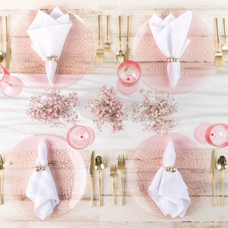 Blue Sky أطباق شاحن بلاستيكية وردية مطروقة عضوية 13 من سماء زرقاء - 4 قطع متينة وأنيقة لفعاليات العشاء الفاخرة - Image 2