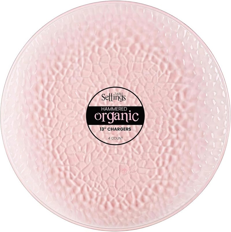 Blue Sky أطباق شاحن بلاستيكية وردية مطروقة عضوية 13 من سماء زرقاء - 4 قطع متينة وأنيقة لفعاليات العشاء الفاخرة - Image 5