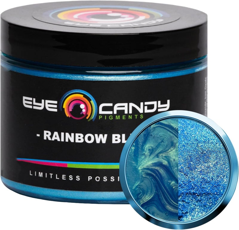 Eye Candy Mica Powder Pigment “Rainbow Blue” (50g) Multipurpose DIY Arts and Crafts Additive | Woodworking, Epoxy, Resin,Natural Bath Bombs, Paint, Soap, Nail Polish, Lip Balm - Image 1