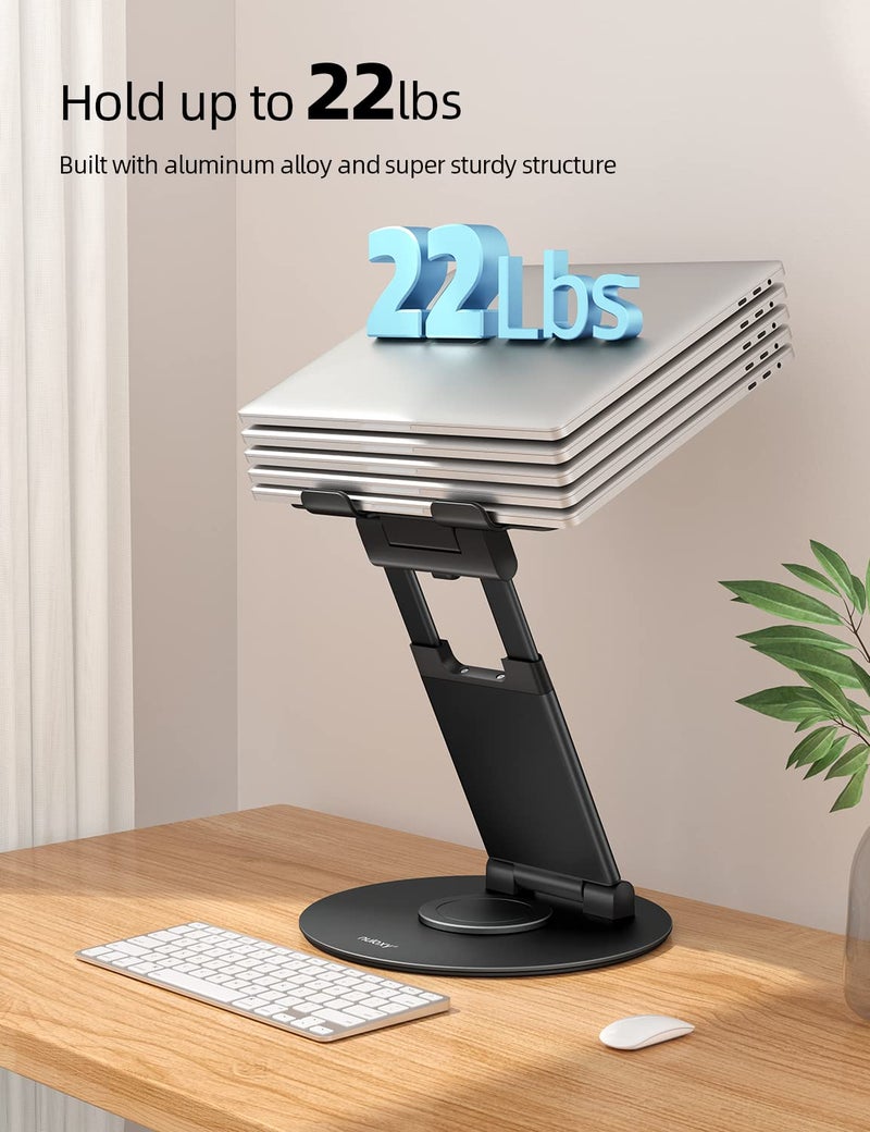 Nulaxy Telescopic 360 Rotating Laptop Stand for Desk Adjustable Height Swivel Pull Out Design Ergonomic Laptop Riser Fits All 10-17" Laptops Computer MacBook, Black - Image 5