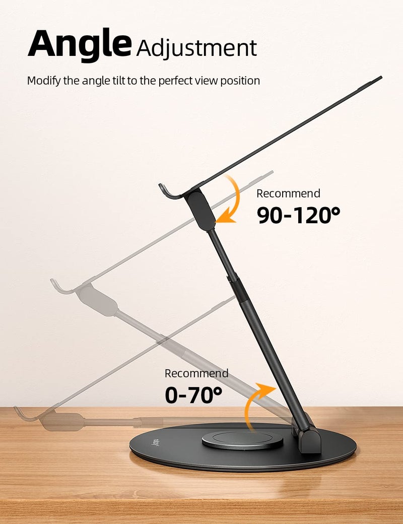 Nulaxy Telescopic 360 Rotating Laptop Stand for Desk Adjustable Height Swivel Pull Out Design Ergonomic Laptop Riser Fits All 10-17" Laptops Computer MacBook, Black - Image 4